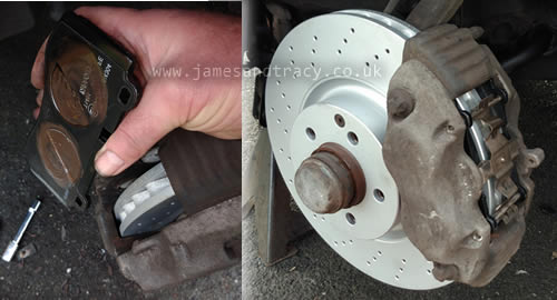 How to professionally fit new brake pads  @ www.jamesandtracy.co.uk