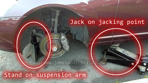 Jacking up and S Class safely @ www.jamesandtracy.co.uk